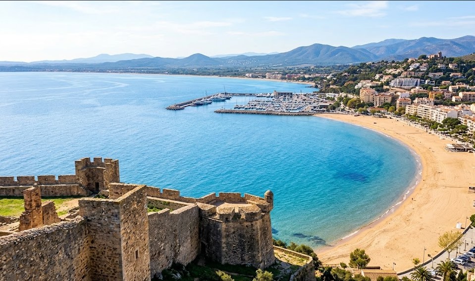 Vistas de la Bahía de Rosas (Roses), su entorno histórico y la Costa Brava en el Alt Empordà
